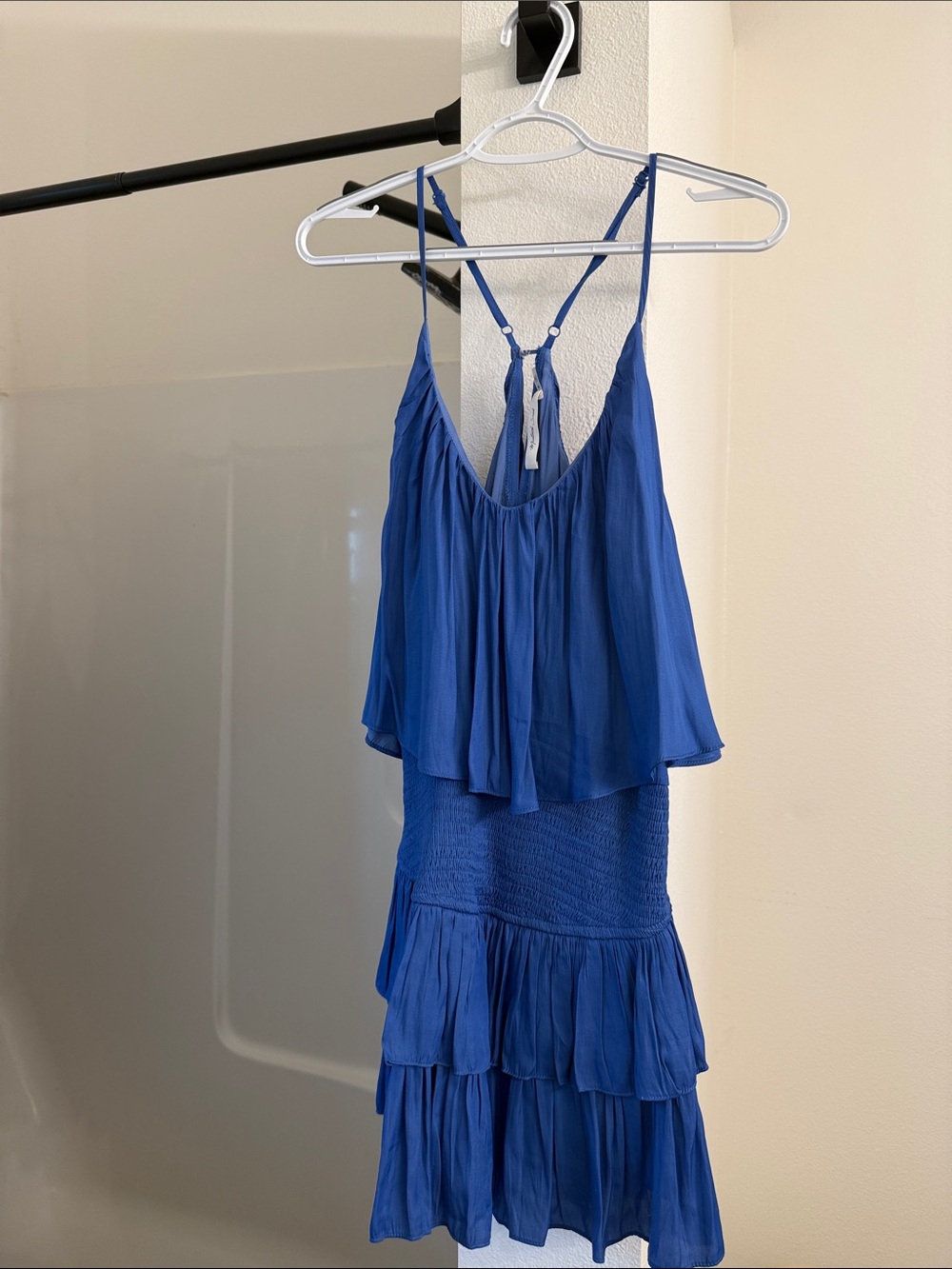 Mustard Seed Blue Tiered Ruffle Slip Dress